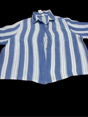 New! Preppy Cotton Blue/White Striped Shirt small